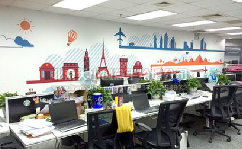  大英教你设计办公室墙绘的方法。