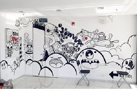  大英手绘墙并非传统涂鸦。